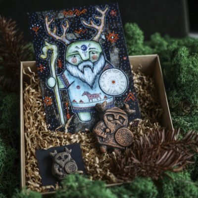 Šamaniškas rinkinys 1 (segė+magnetas+atvirukas)