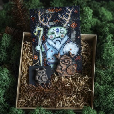 Šamaniškas rinkinys 1 (segė+magnetas+atvirukas)