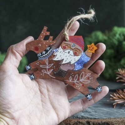 Išpiešta medinė dekoracija Nykštukas Monulis