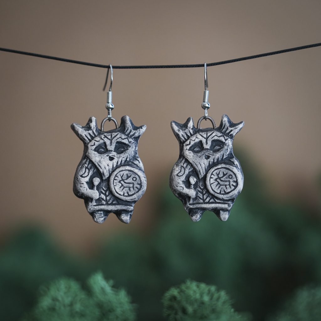 Reljefiniai auskarai Pilkieji šamanai