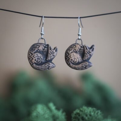 Reljefiniai auskarai Rudosios lapės