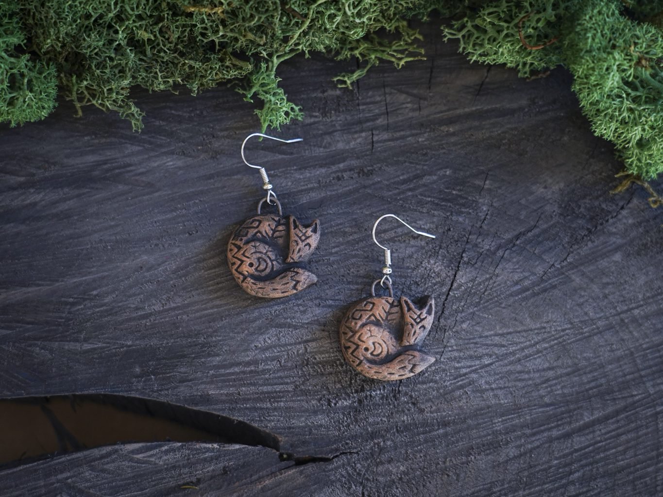 Reljefiniai auskarai Rudosios lapės - Image 4