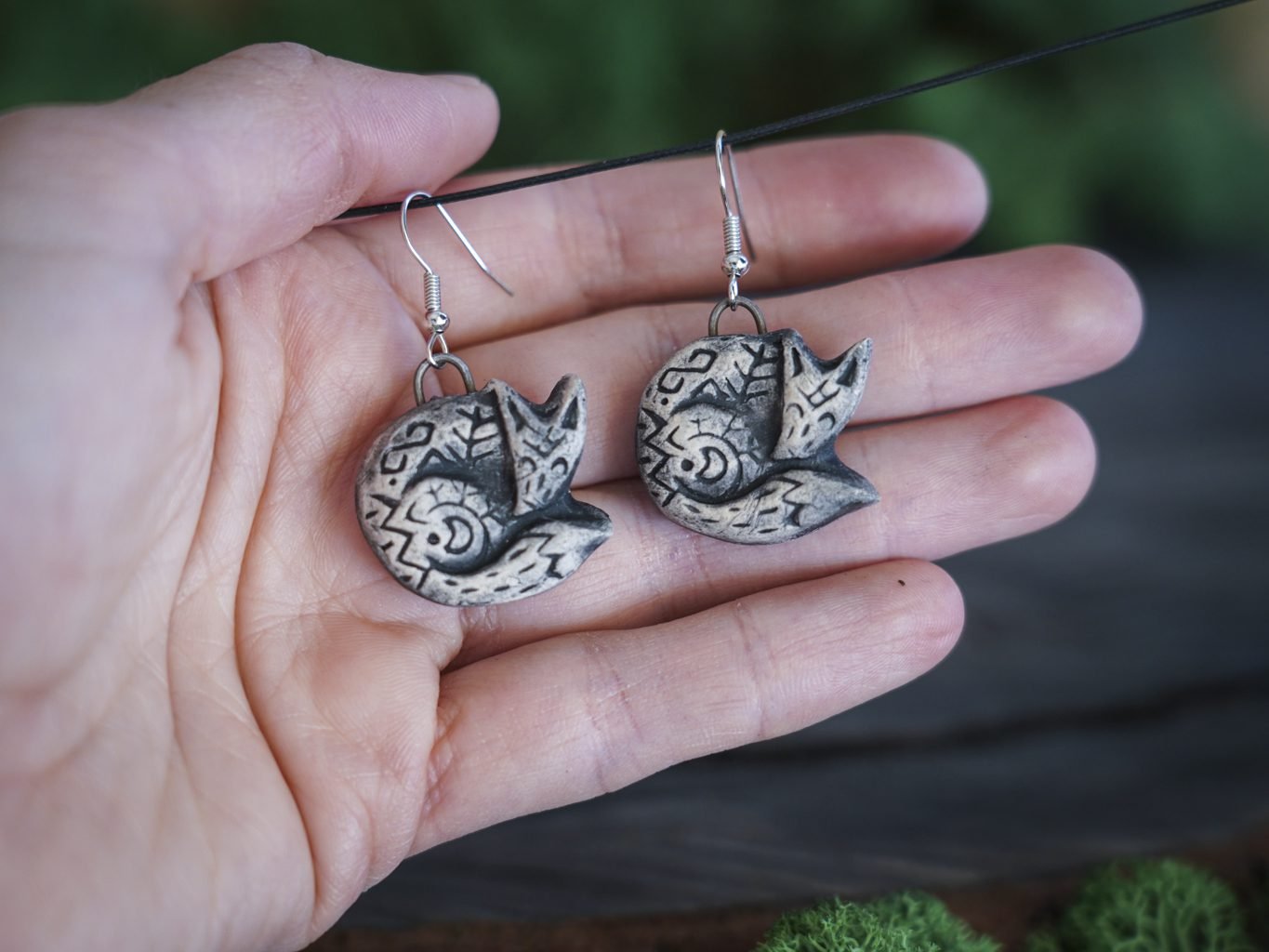 Reljefiniai auskarai Pilkosios lapės - Image 2