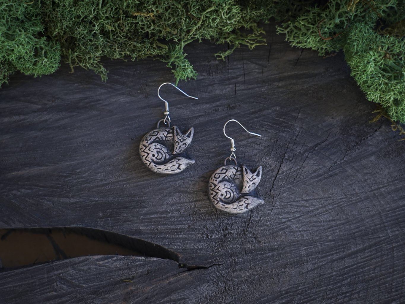 Reljefiniai auskarai Pilkosios lapės - Image 5