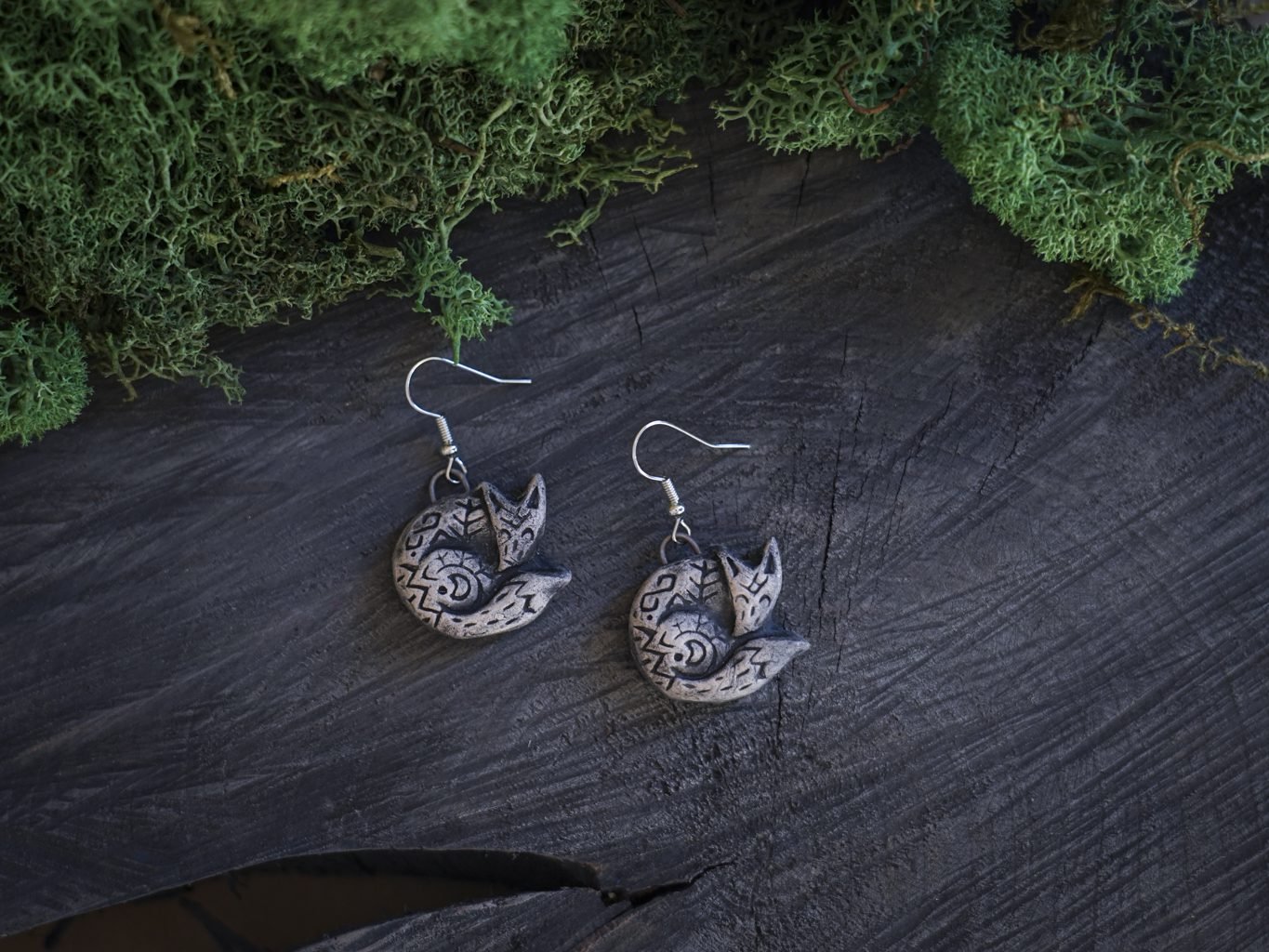 Reljefiniai auskarai Pilkosios lapės - Image 6