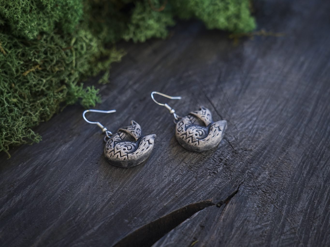 Reljefiniai auskarai Pilkosios lapės - Image 7