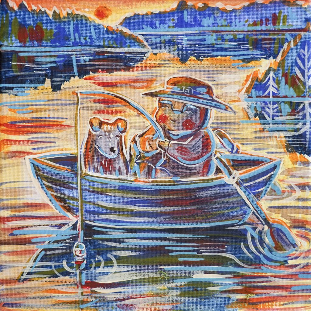 Žvejokliai 20x20cm / paveikslas ant drobės - Image 2