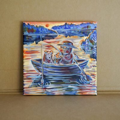 Žvejokliai 20x20cm / paveikslas ant drobės